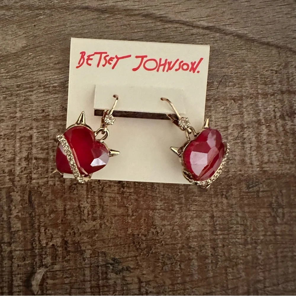 Betsey Johnson Devil Heart Drop Earrings